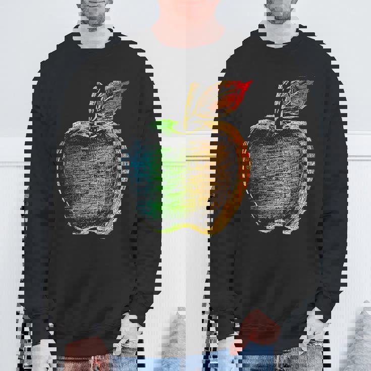 りんご フルーツ ドローイング アート カラフル モチーフ アップル スウェットシャツ 高齢者への贈り物