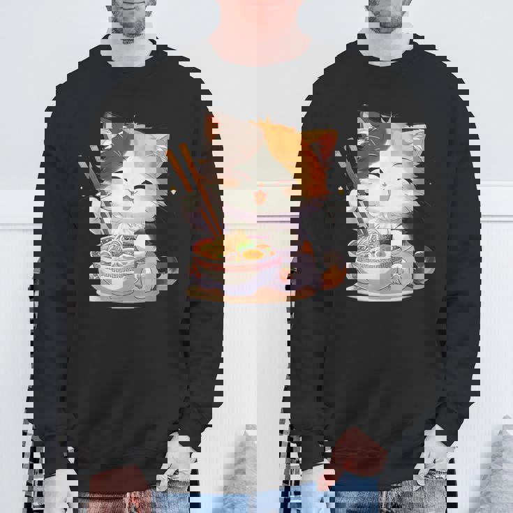 わがまま猫 ねこ ラーメン好き かわいい おもしろ マンガ スウェットシャツ 高齢者への贈り物