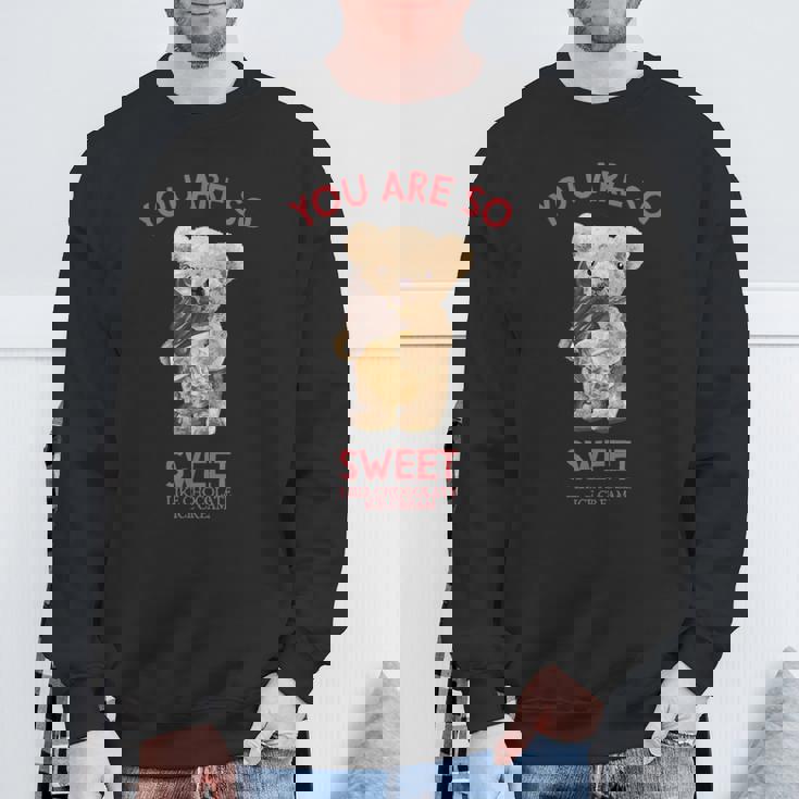 アイスクリームを食べるテディベア スウェットシャツ 高齢者への贈り物