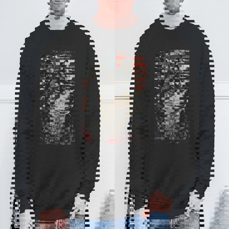 アイヌ犬 アメリカ国旗 スウェットシャツ 高齢者への贈り物