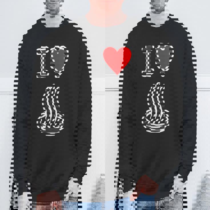 アイラブ・温泉 温泉マーク お風呂 銭湯 記号 お土産 旅行 ハート スタッフ メッセージ・面白 スウェットシャツ 高齢者への贈り物