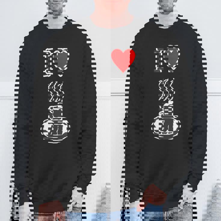 アイラブ・湯 イラスト【温泉】お風呂 マーク 銭湯 記号 ハート お土産 旅行 メッセージ・面白い デザイン スウェットシャツ 高齢者への贈り物