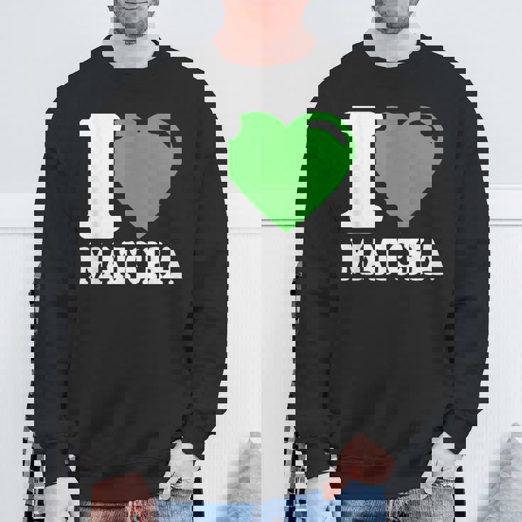 アイラブ抹茶キュートファニー抹茶ハート付き抹茶 スウェットシャツ 高齢者への贈り物