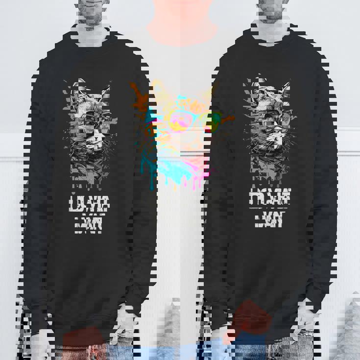 アイ・ドゥー・ホワット・アイ・ワント キャット・ウィズ・サングラス スウェットシャツ 高齢者への贈り物