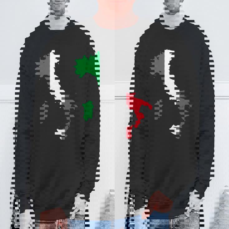 アウトライン イタリア 赤 白 緑 ストライプ 地図 スウェットシャツ 高齢者への贈り物