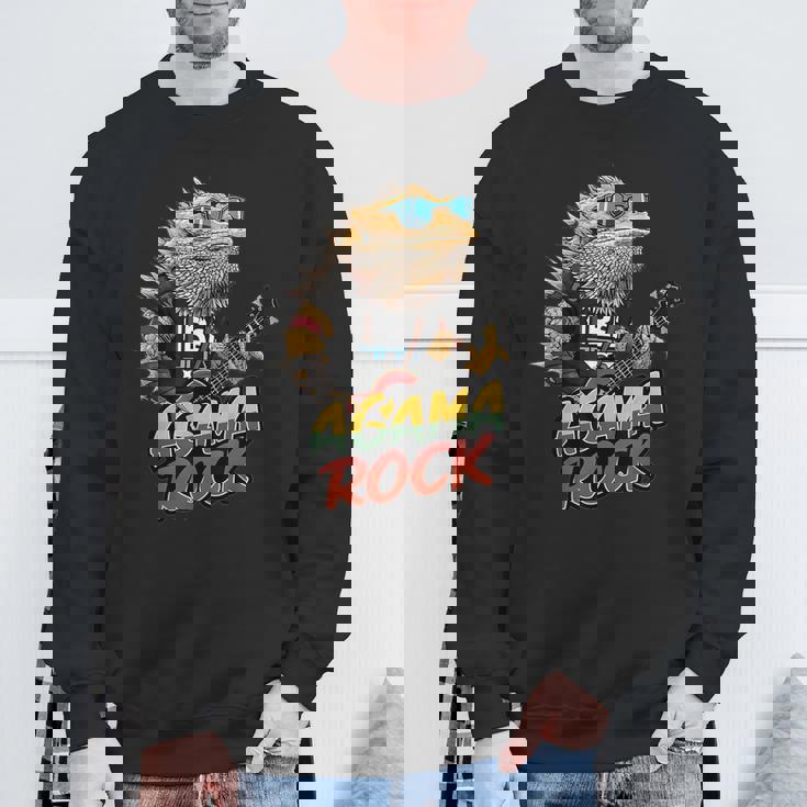 アガマ ロック、フトアゴヒゲトカゲ ロッカー、ギター Pogonaitticeps スウェットシャツ 高齢者への贈り物