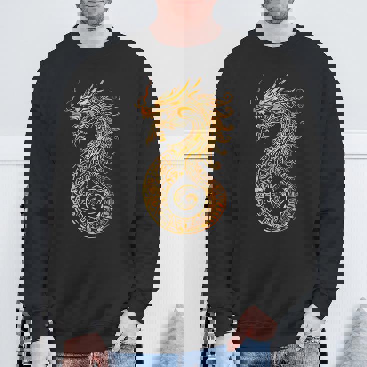 アステカ メキシコ神話 羽をつけた蛇 アートワーク ドラゴン スウェットシャツ 高齢者への贈り物