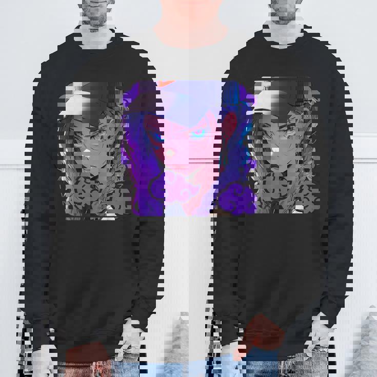 アニバエオタク美少女アニメ少女 紫髪ミステリアス スウェットシャツ 高齢者への贈り物