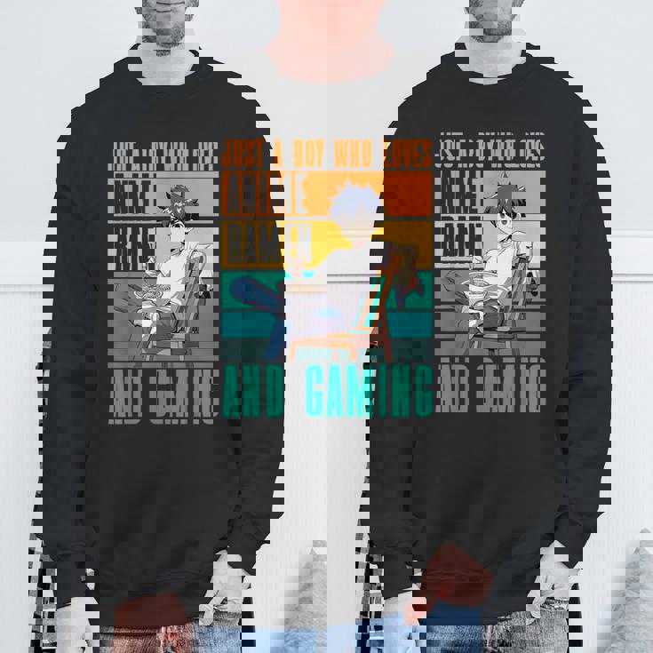 アニメラーメンとゲームが大好きな少年 カワイイゲーマー スウェットシャツ 高齢者への贈り物