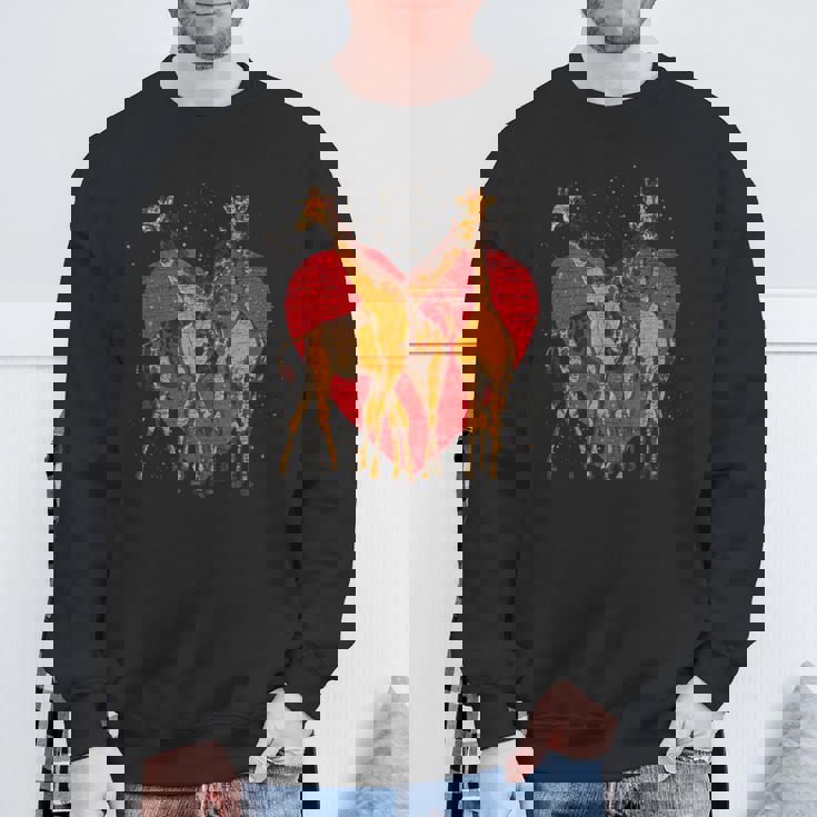 アフリカ サファリ アニマル ハート バレンタインデー ギフト ラブ キリン スウェットシャツ 高齢者への贈り物