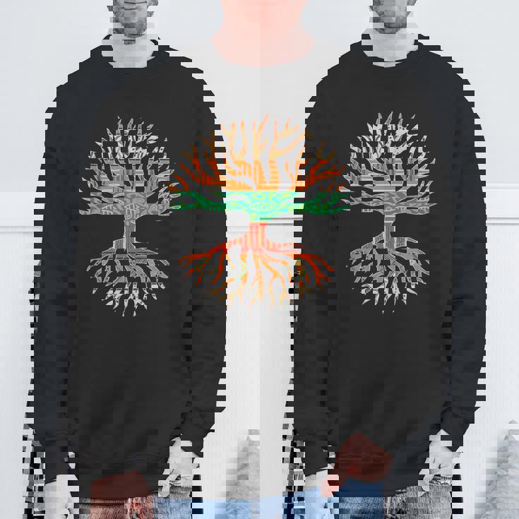 アフリカンパターンの木の根 黒史 スウェットシャツ 高齢者への贈り物