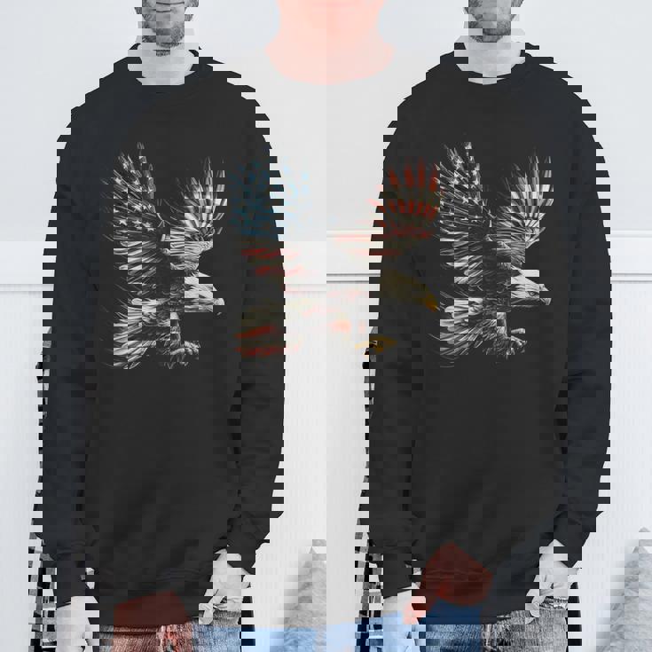 アメリカの国旗白頭ワシ米国独立記念日アートワーク デザイン スウェットシャツ 高齢者への贈り物