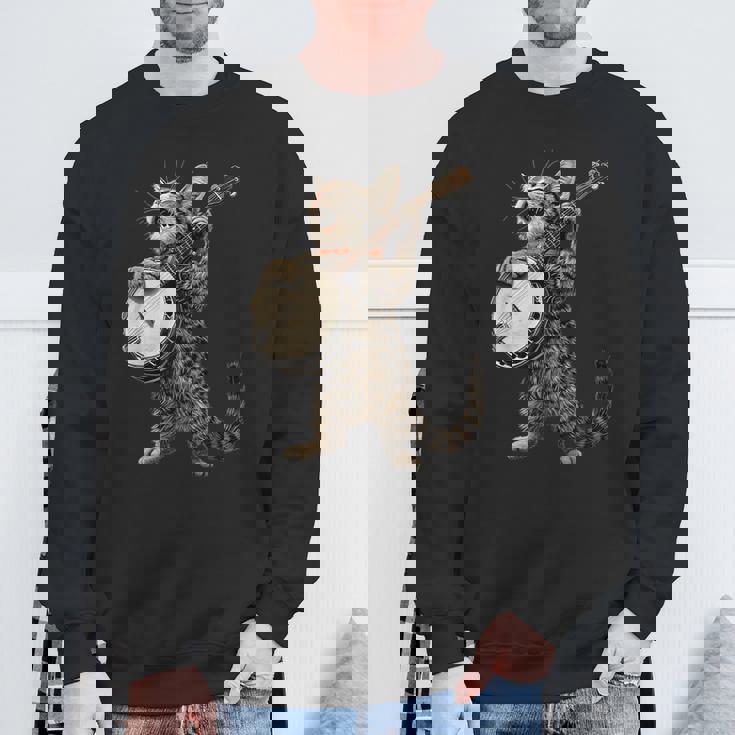 アメリカンショートヘアキャット ブルーグラス バンジョープレイヤー スウェットシャツ 高齢者への贈り物