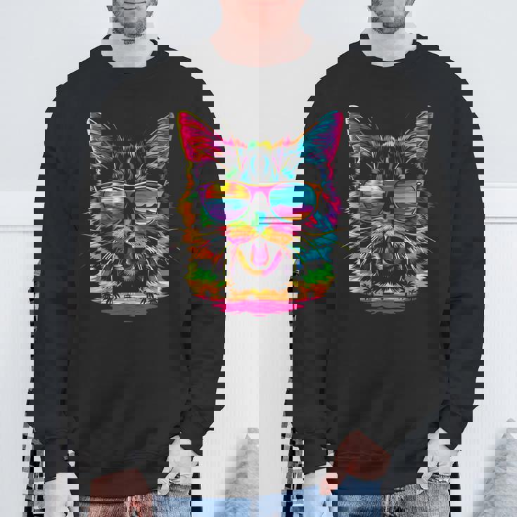 アメリカンショートヘアドッグサングラスポップアート スウェットシャツ 高齢者への贈り物