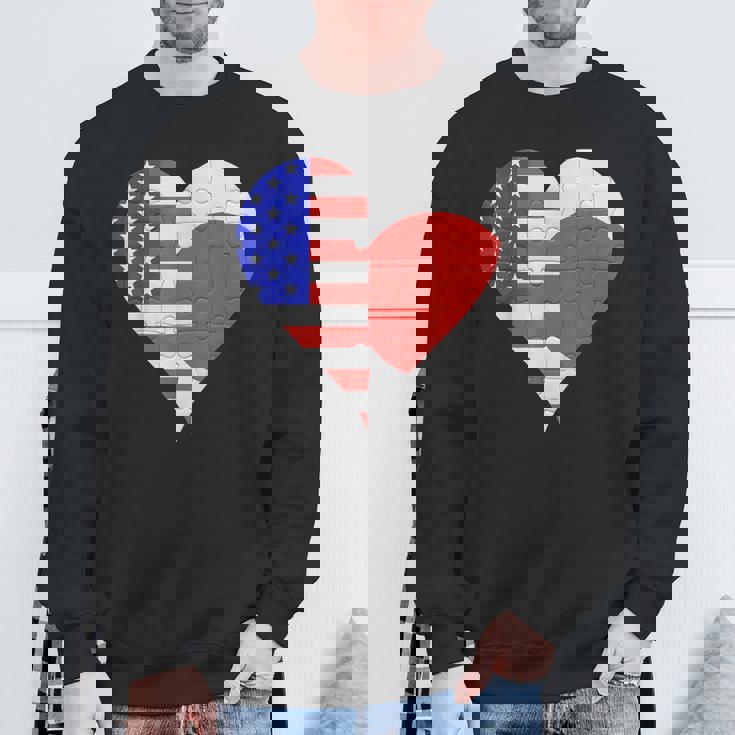 アメリカ日本国旗ハート スウェットシャツ 高齢者への贈り物