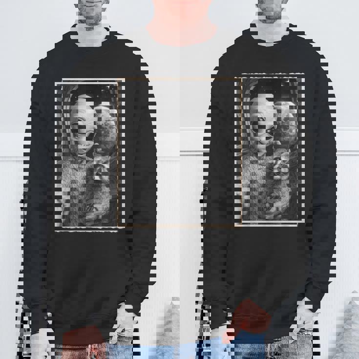 アライグマとエイリアンセルフィー、Ufo&地球写真、面白いエイリアン スウェットシャツ 高齢者への贈り物