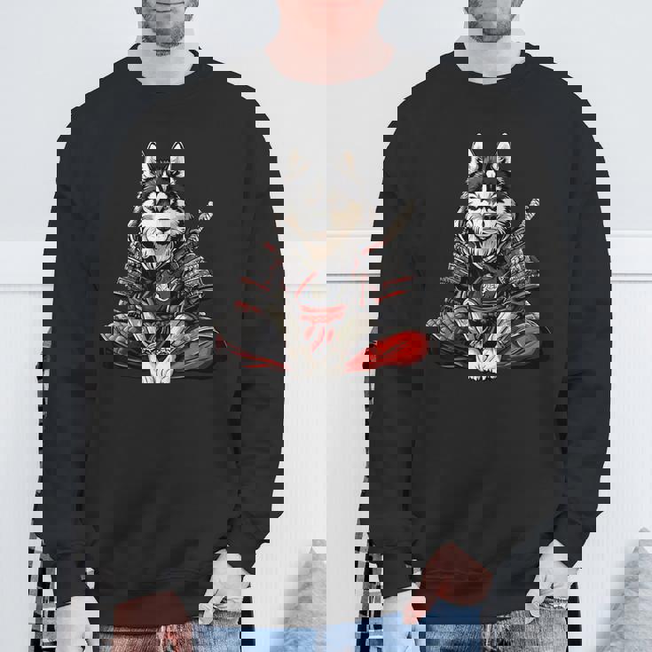 アラスカンマラミュート犬 和風 サムライ犬 スウェットシャツ 高齢者への贈り物