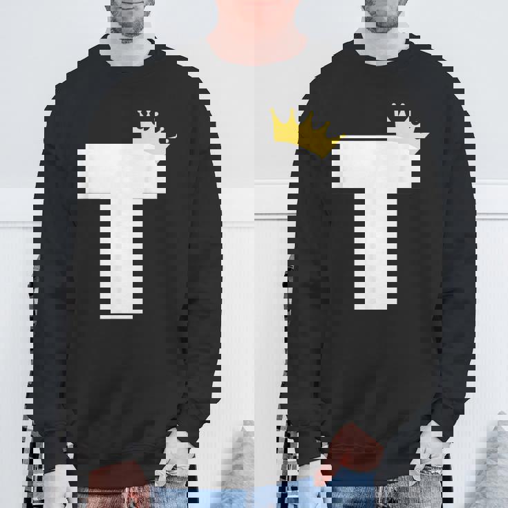 アルファベット大文字モノグラム イニシャル キング クイーン クラウン スウェットシャツ 高齢者への贈り物