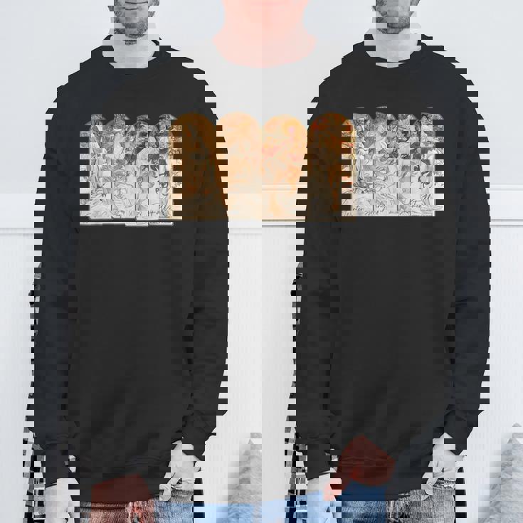 アルフォンス・マリア・ミュシャの季節 スウェットシャツ 高齢者への贈り物