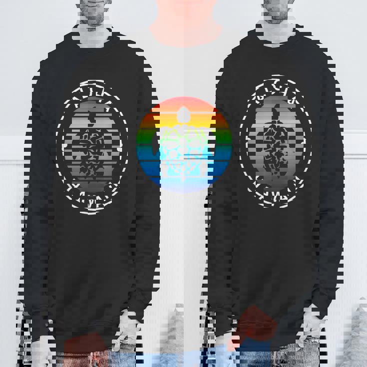 アロハ ハワイ ハワイアン ウミガメ ビーチ オーシャン レインボー ホヌ スウェットシャツ 高齢者への贈り物