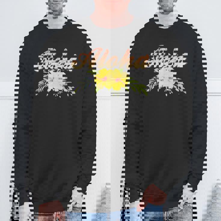 アロハイエロー ハイビスカス スウェットシャツ 高齢者への贈り物