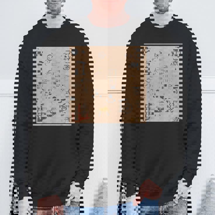 アンティークエンジニアリング機械科学パターン スウェットシャツ 高齢者への贈り物