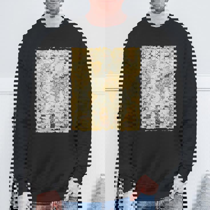 アンティーク地図 海の生き物 海賊 スウェットシャツ 高齢者への贈り物