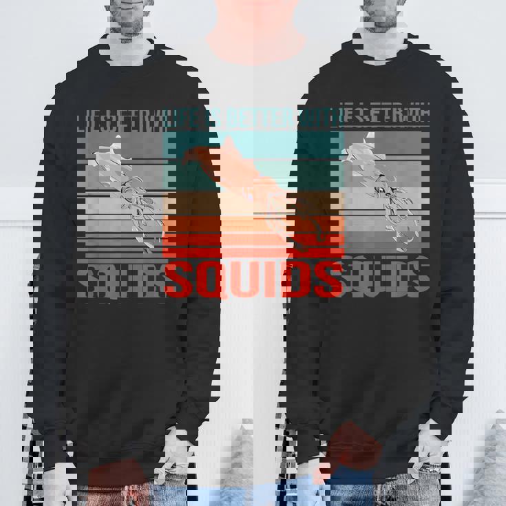 イカ ライフ・イズ・ベター 烏賊 イカ スウェットシャツ 高齢者への贈り物