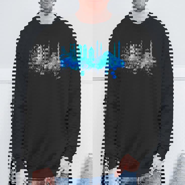 イスタンブールのスカイライン 青いモスク 青い絵 トルコ スウェットシャツ 高齢者への贈り物