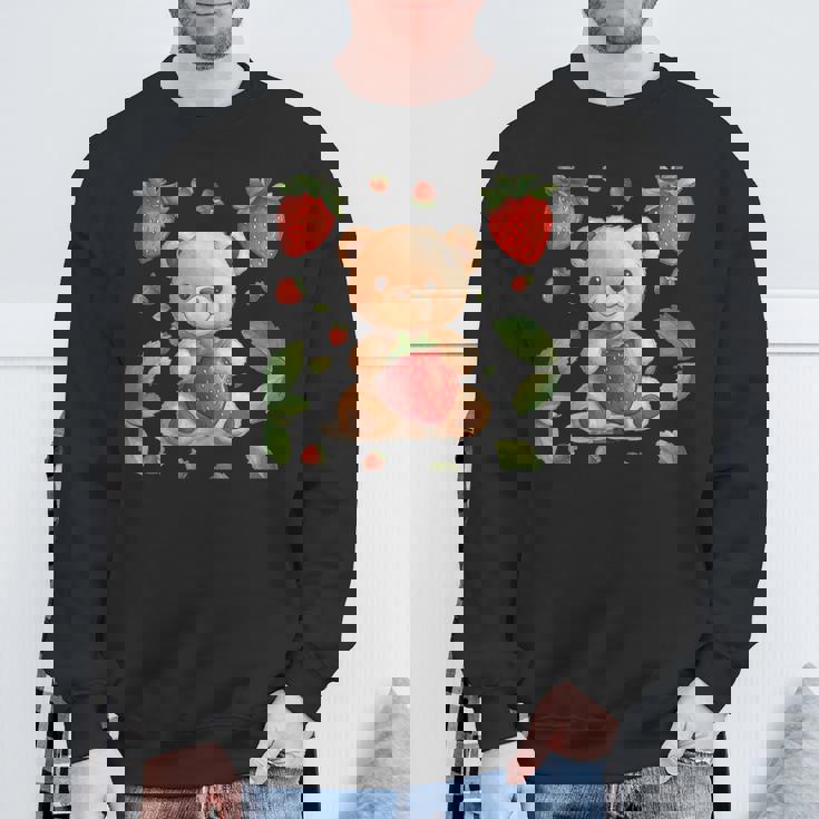 イチゴファンのための素敵なフルーツとテディベアのコスチューム スウェットシャツ 高齢者への贈り物