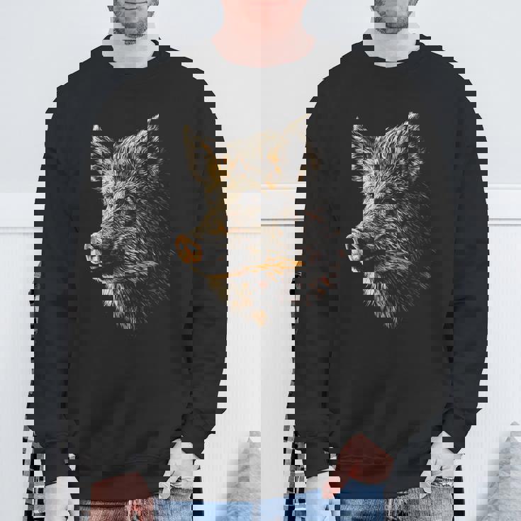 イノシシ 動物 モチーフ イラスト イノシシ スウェットシャツ 高齢者への贈り物