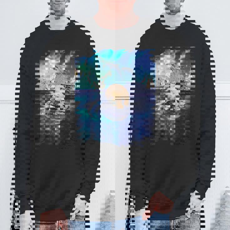 イルカと北のシロクマ、ライトとイルカ スウェットシャツ 高齢者への贈り物