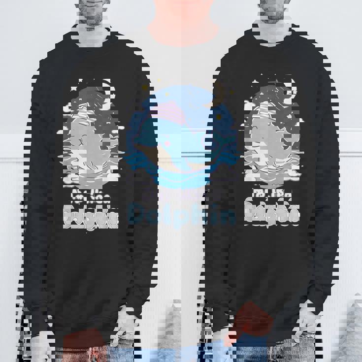 イルカのような昼寝 可愛い眠りイルカ スウェットシャツ 高齢者への贈り物