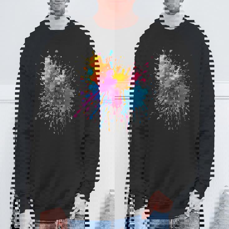 インク ペンキ 飛び散り レインボープリント カラフル イラスト スウェットシャツ 高齢者への贈り物