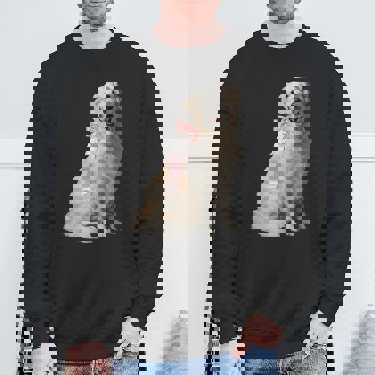 イングリッシュクリーム ゴールデンレトリバー 子犬 ピンク リボン クリーン ガール スウェットシャツ 高齢者への贈り物