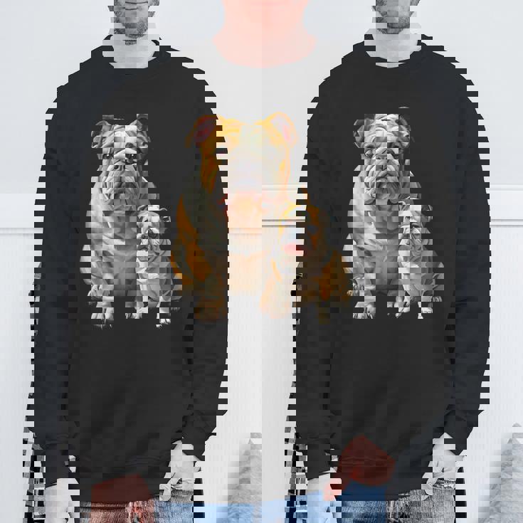 イングリッシュブルドッグの子犬とイングリッシュブルドッグ スウェットシャツ 高齢者への贈り物