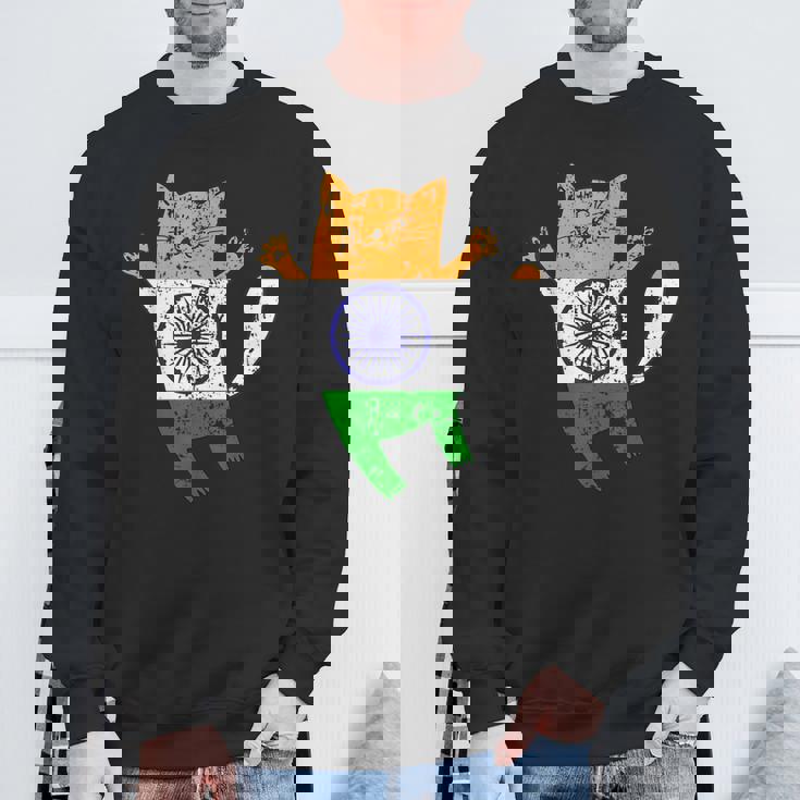 インド国旗 インド猫 スウェットシャツ 高齢者への贈り物