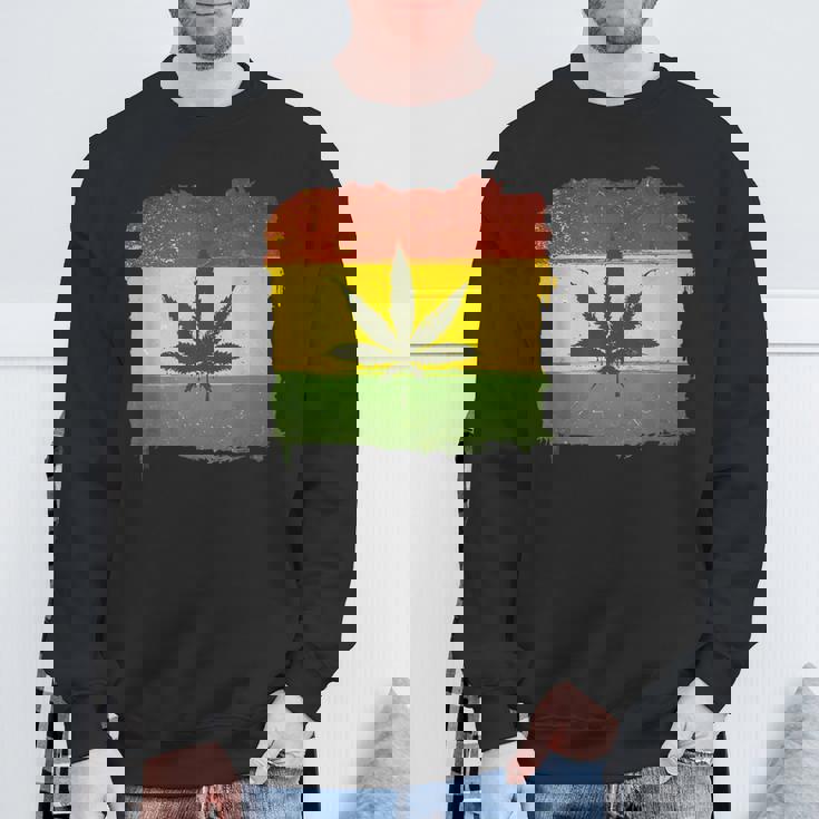 ウィード マリファナ ガンジャ リーフ ラスタ フラッグ 大麻 恋人 ギフト スウェットシャツ 高齢者への贈り物