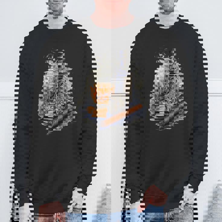 ウイスキー、シガー、チョコレート、オリジナルウイスキーアイデア スウェットシャツ 高齢者への贈り物