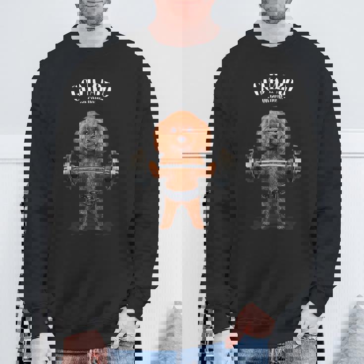 ウェイトリフティング 筋トレ バーベル やる気がないなら家に帰れ プードル 犬 スウェットシャツ 高齢者への贈り物