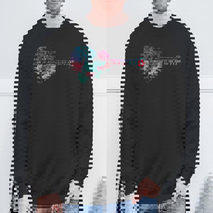 ウクレレ トライバル・フラワー アロハ・ギター ハワイ スウェットシャツ 高齢者への贈り物