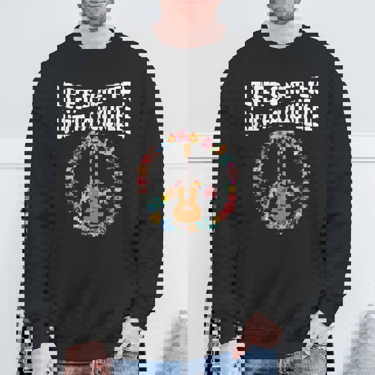 ウクレレで人生はもっと良い-ウクレレ愛好家 スウェットシャツ 高齢者への贈り物