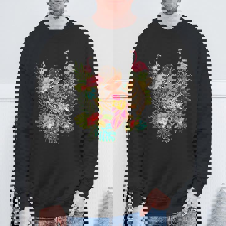 ウクレレフラガールティキバケーションハワイアンルアウビーチフラミンゴ スウェットシャツ 高齢者への贈り物