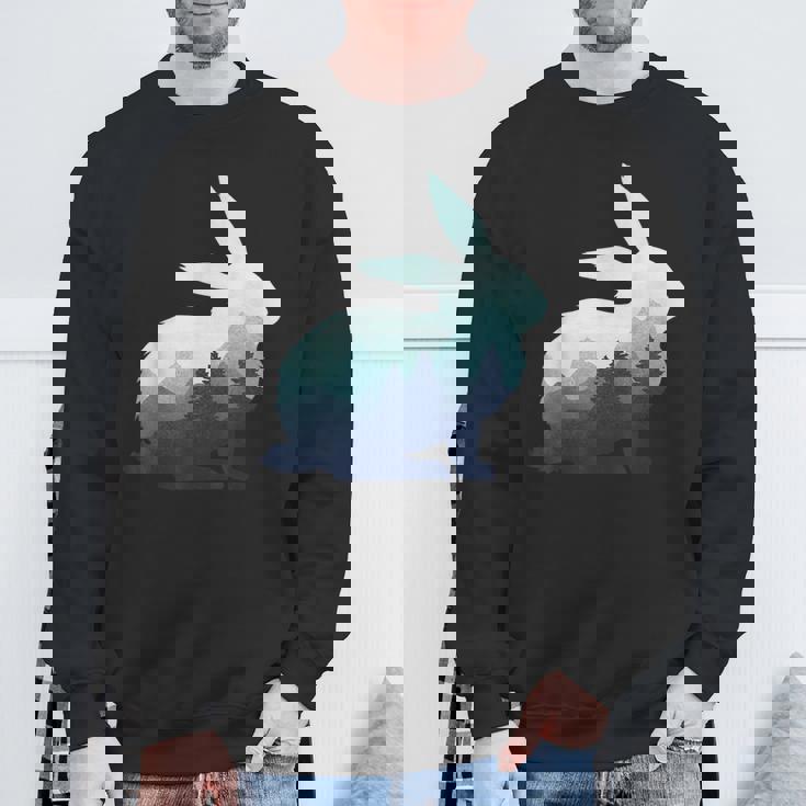 ウサギ バニー 野ウサギ 動物 野生 芸術的 グラフィック 自然 スウェットシャツ 高齢者への贈り物