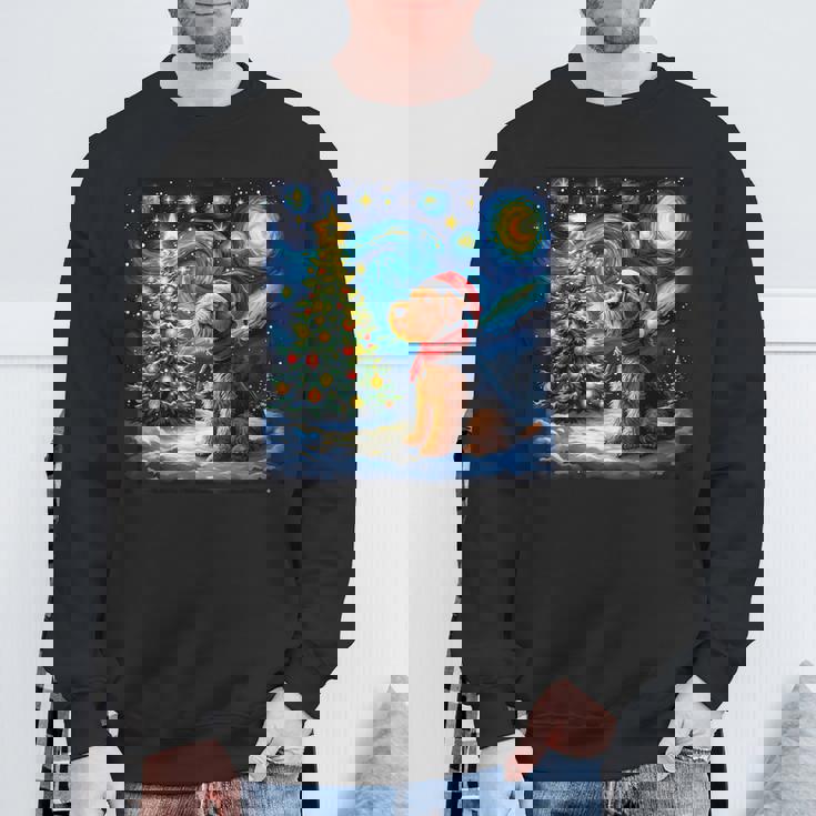 エアデール・テリア 星降る夜 クリスマス ゴッホ 犬の休日 スウェットシャツ 高齢者への贈り物