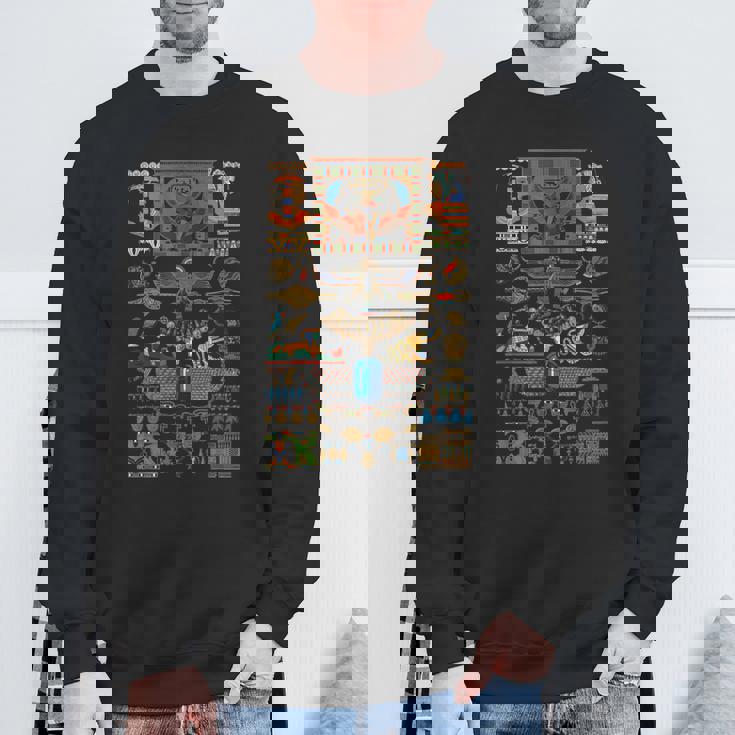 エジプトの多色オーナメント ヒエログリフ ヒエログリフ スウェットシャツ 高齢者への贈り物