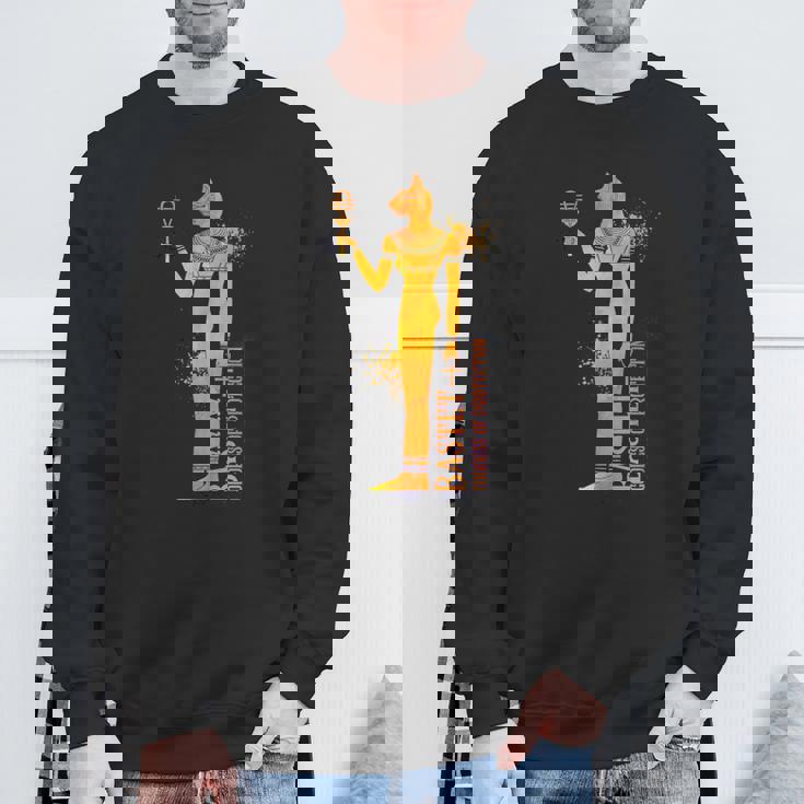 エジプトの女神バステトの彩色画 スウェットシャツ 高齢者への贈り物