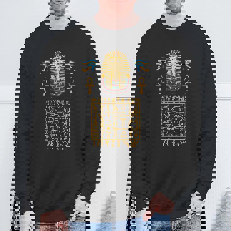 エジプトヒエログリフ シンボル ツタ王 ファラオ 長袖tシャツ スウェットシャツ 高齢者への贈り物