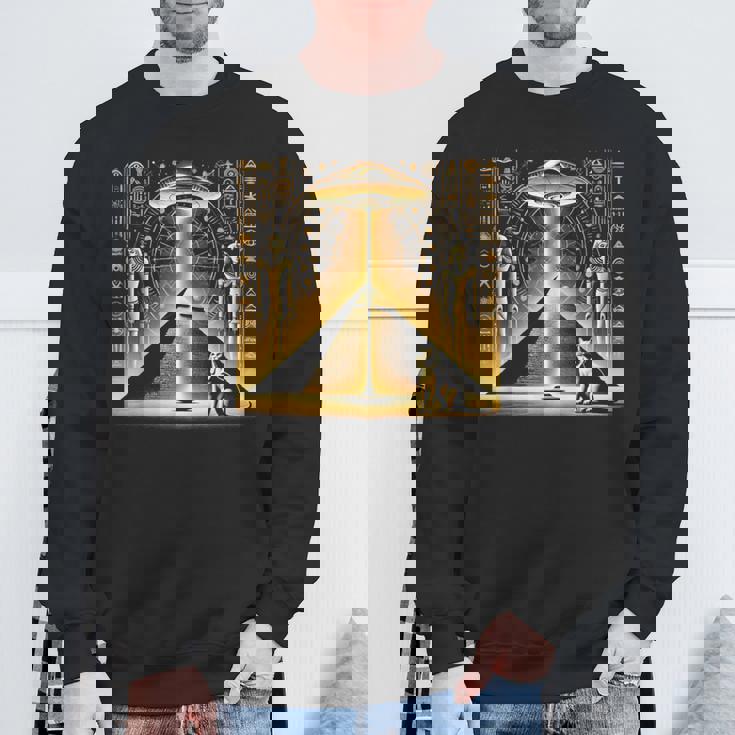 エジプトピラミッドufo猫と光エネルギー Egypt Ufo Pyramid Beam スウェットシャツ 高齢者への贈り物