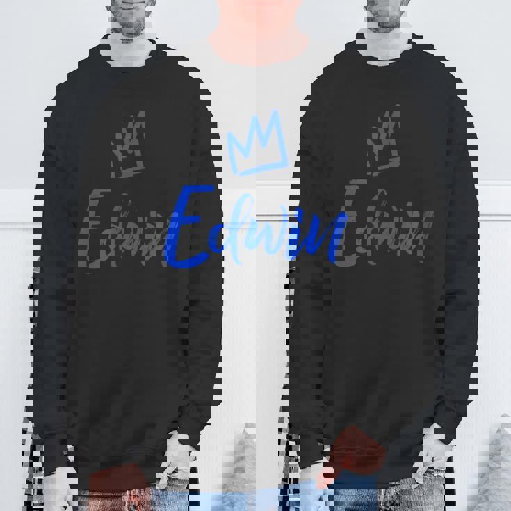 エドウィン ザ・キングブルークラウン&ネーム 男性用 エドウィンと呼ばれる スウェットシャツ 高齢者への贈り物